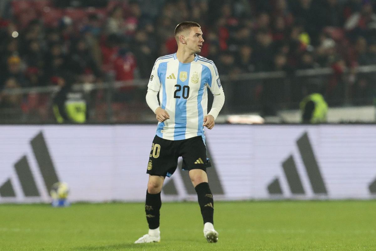 Franco Mastantuono, el día de su debut con la selección 'mayor' de Argentina.