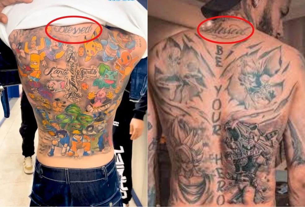 Costas de MC Daniel e costas de Neymar