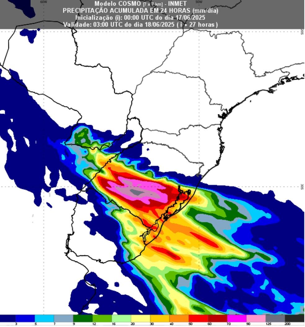 Quarta-feira será com muita chuva em boa parte do RS, aponta Inmet