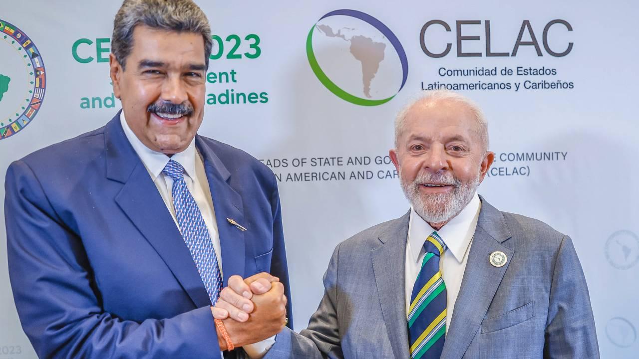 Nicolás Maduro e Lula durante reunião bilateral