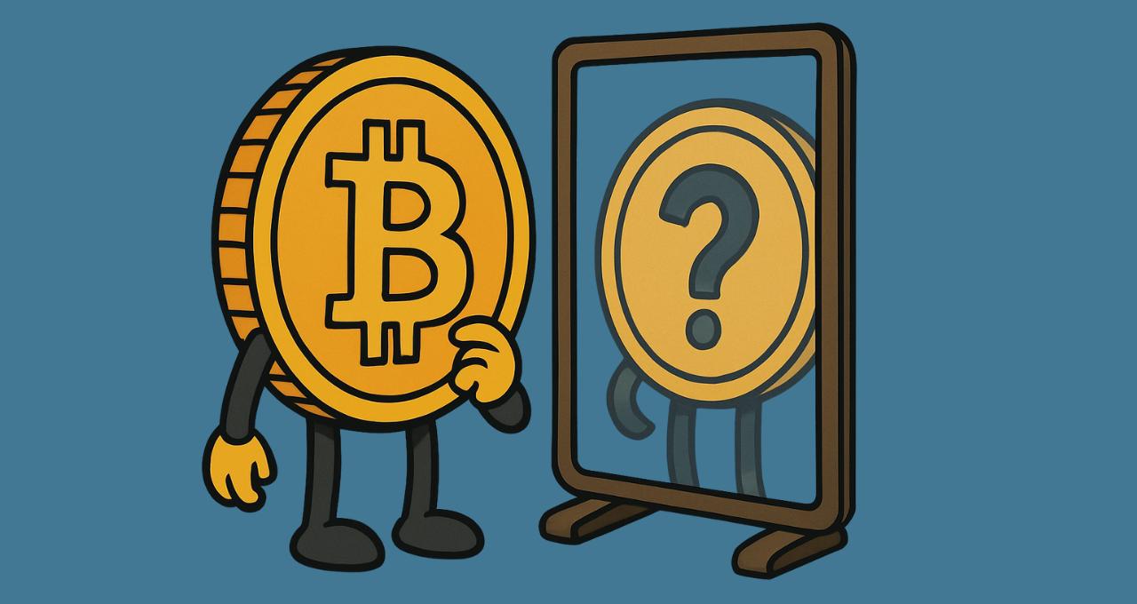 Bitcoin (BTC) se olhando no espelho para onde vai criptomoeda (Imagem Dall-E)