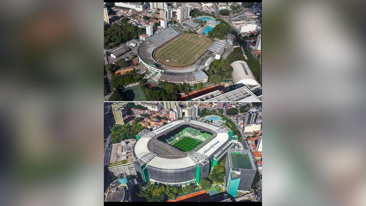 Antes e depois do Allianz Parque, estádio do Palmeiras