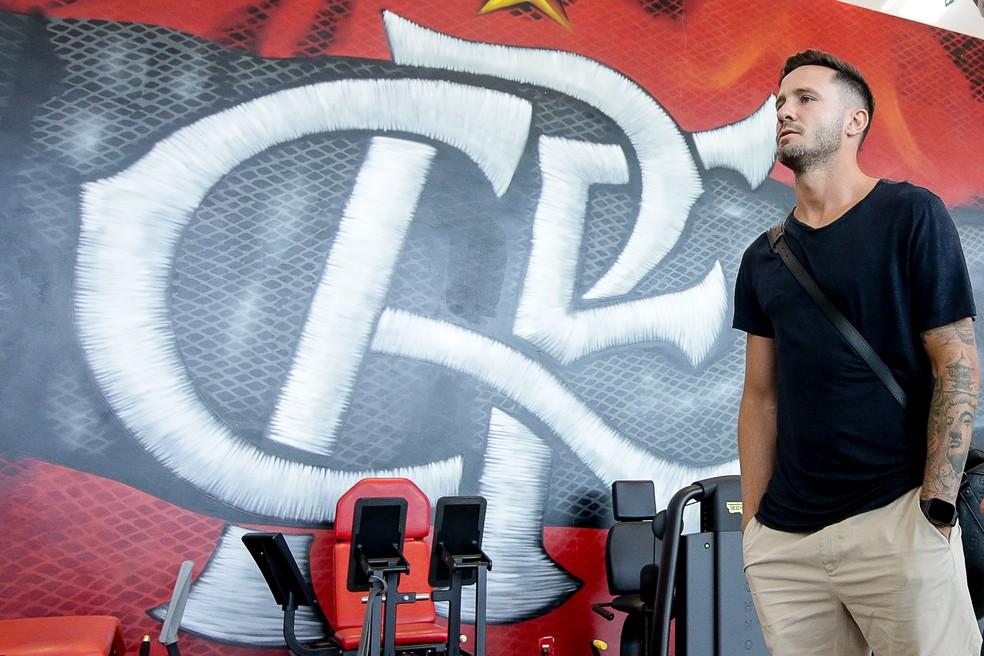 Saúl em seu primeiro dia no Flamengo