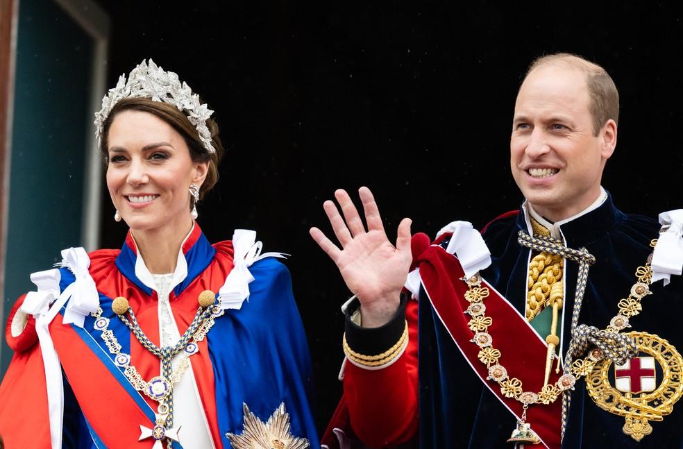 Kate Middleton e Príncipe William na coroação de Charles III