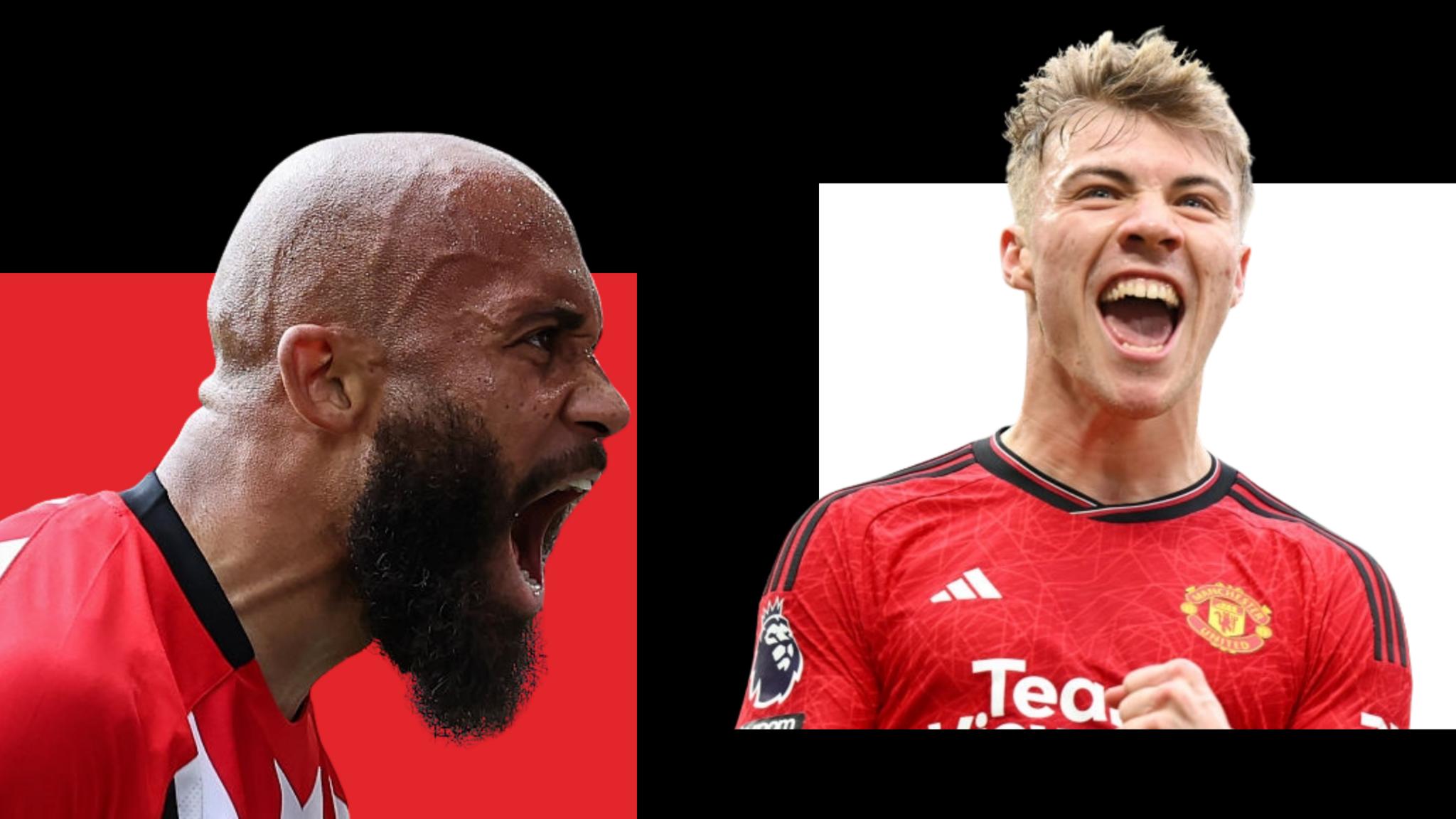 Bryan Mbeumo and Rasmus Hojlund.