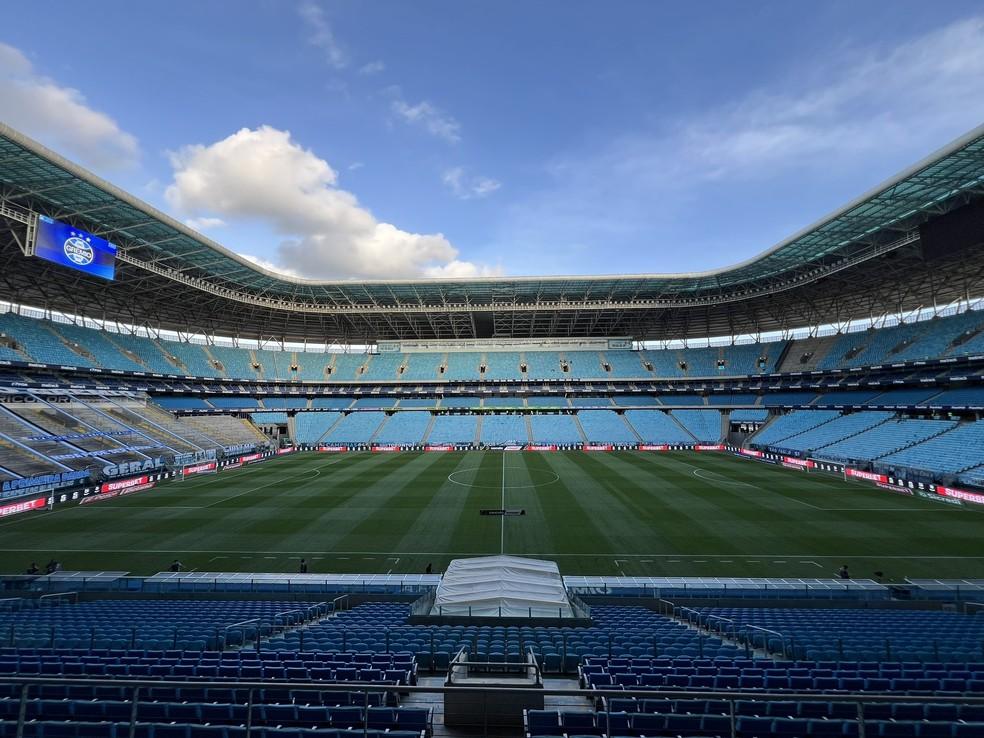 Arena do Grêmio para jogo com o Caxias — Foto: Gabriel Girardon