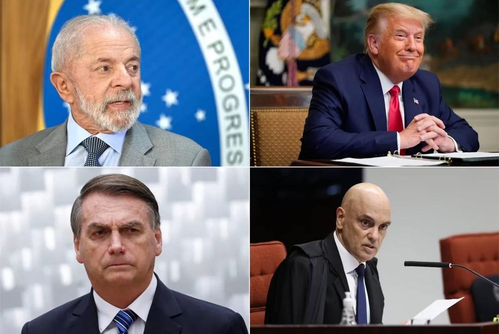 Lula, Donald Trump, Jair Bolsonaro e Alexandre de Moraes