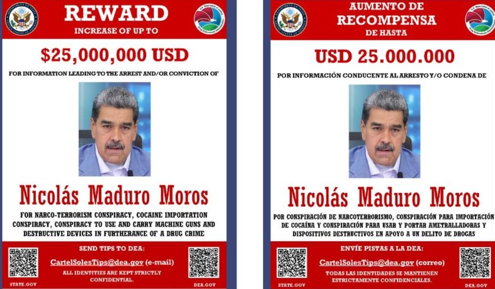Governo dos EUA divulga recompensa por informações sobre Maduro