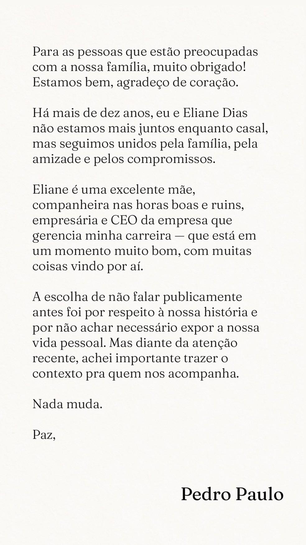 Mano Brown se pronuncia sobre casamento com Eliane Dias