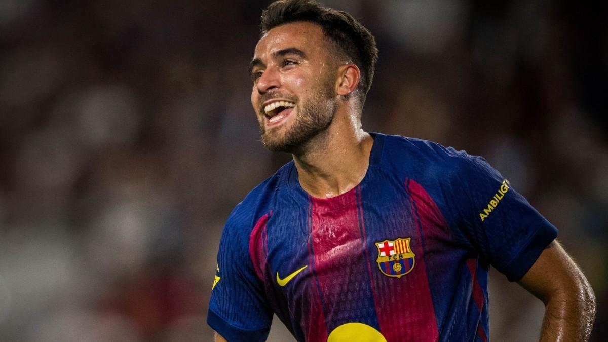 Eric García comemora seu gol de forma efusiva