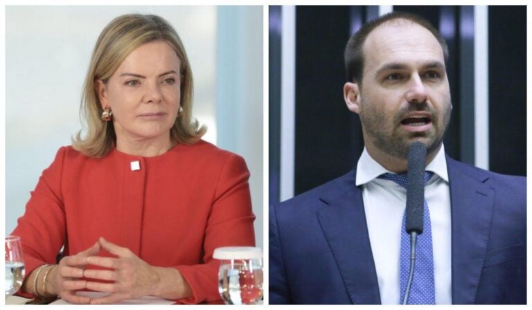Gleisi Hoffmann critica Eduardo Bolsonaro por declarações sobre sanções dos EUA