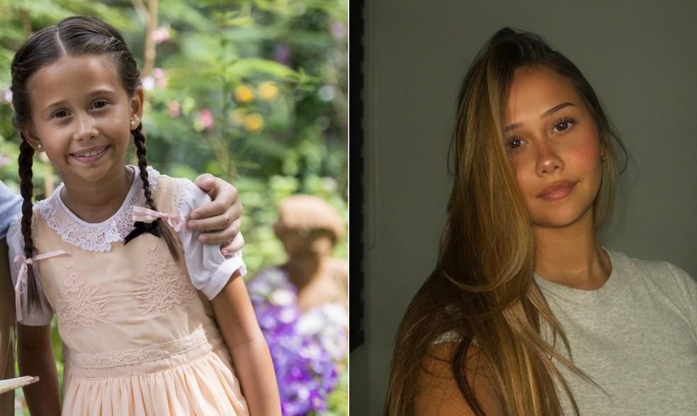 Alice (Nathália Costa) em 'Êta mundo bom!' e atualmente