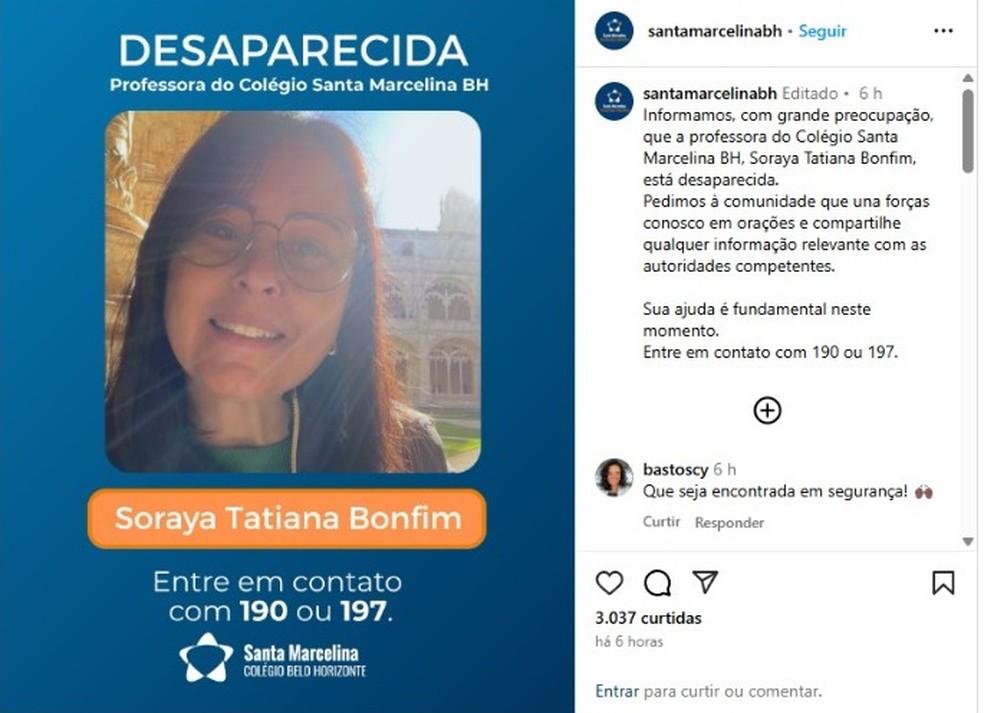 A professora trabalhava em um colégio particular em BH