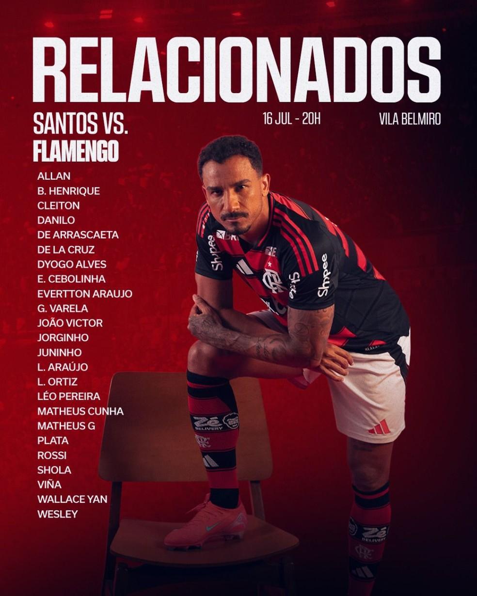Relacionados do Flamengo contra o Santos