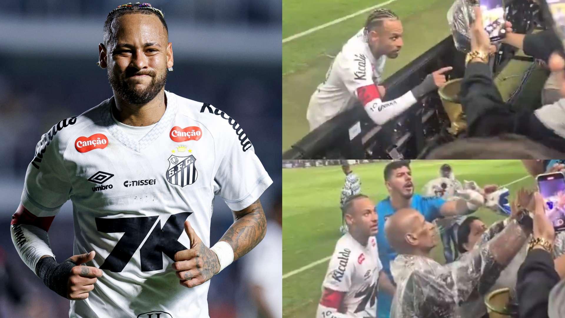 Neymar em discussão com fã após derrota do Santos