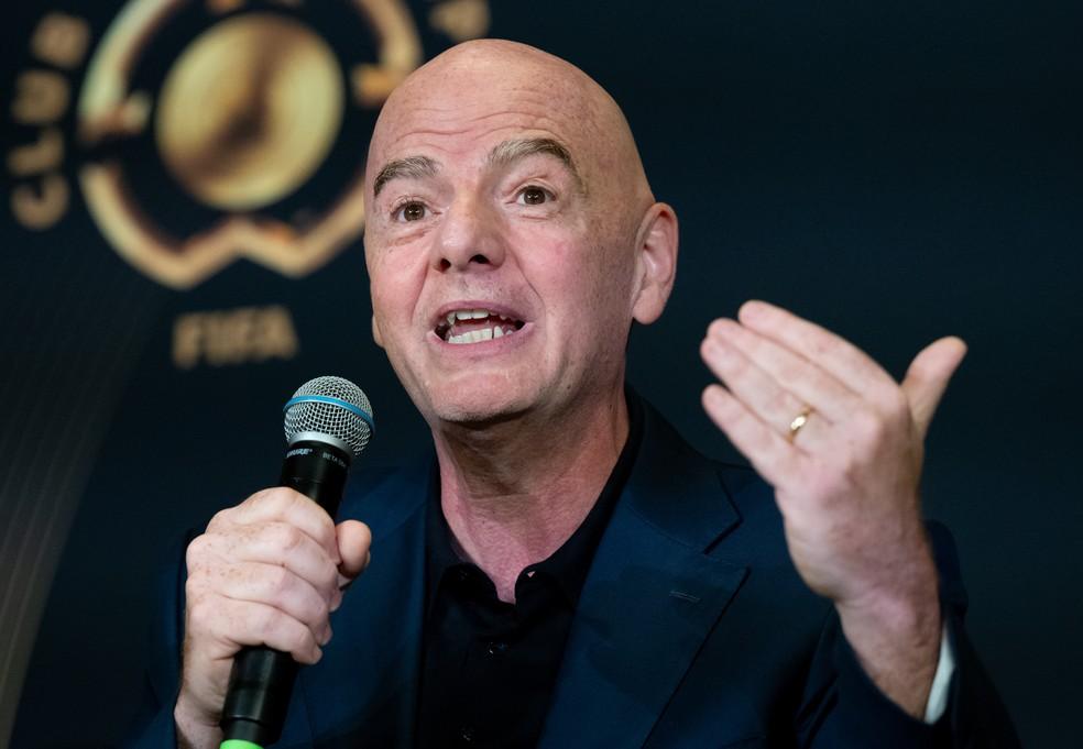 Gianni Infantino concede coletiva na véspera da final da Copa do Mundo de Clubes