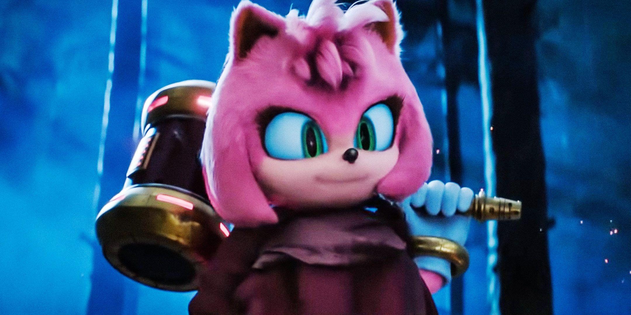 Amy Rose segurando sua arma em Sonic 3
