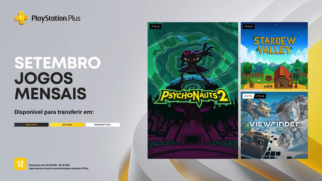 Jogos mensais de setembro para assinantes PlayStation Plus: Psychonauts 2, Stardew Valley, Viewfinder