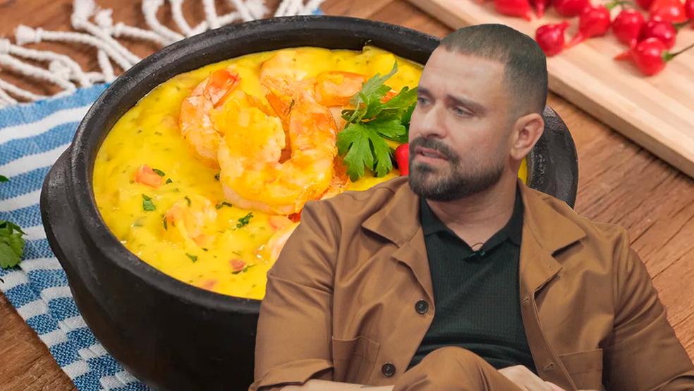 Diogo Nogueira preparando bobó de camarão