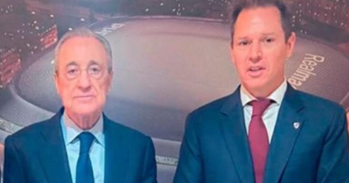 Jorge Brito e Florentino Pérez se cumprimentam
