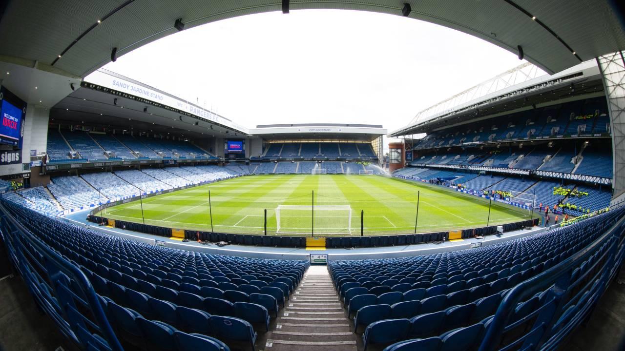 Vista do Estádio Ibrox em Glasgow antes do amistoso entre Rangers e Club Brugge