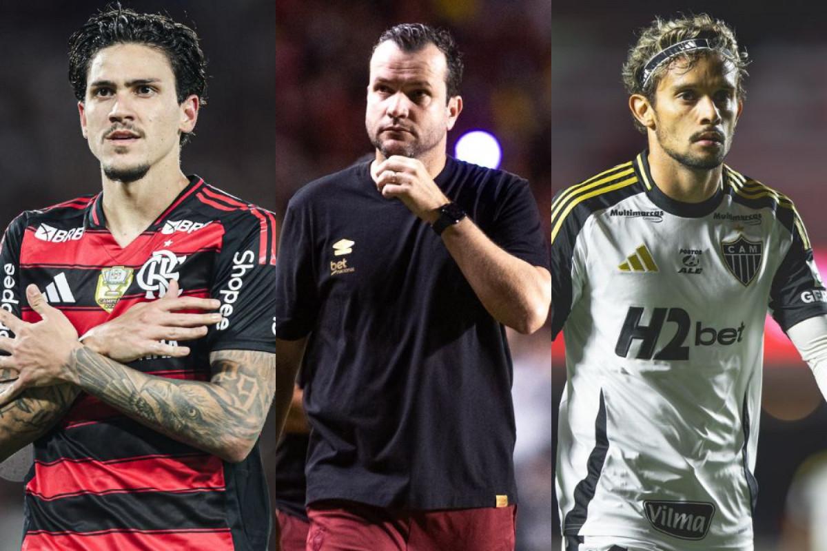 Pedro, atacante do Flamengo; Daniel Paulista, técnico do Sport; e Gustavo Scarpa, meio-campista do Atlético-MG.
