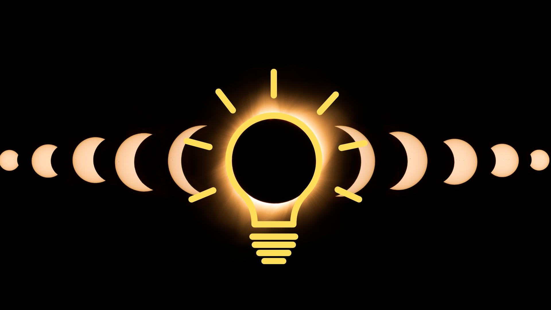Graphic showing a sequence of total solar eclipse