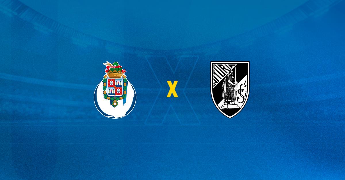 Escudos de FC Porto x Vitória SC se enfrentam na primeira rodada do Campeonato Português.