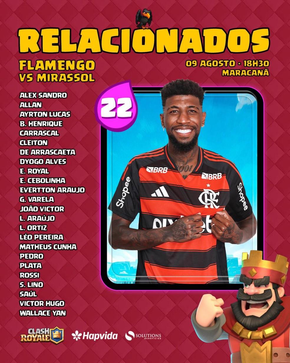Lista de relacionados do Flamengo conta com Carrascal pela primeira vez