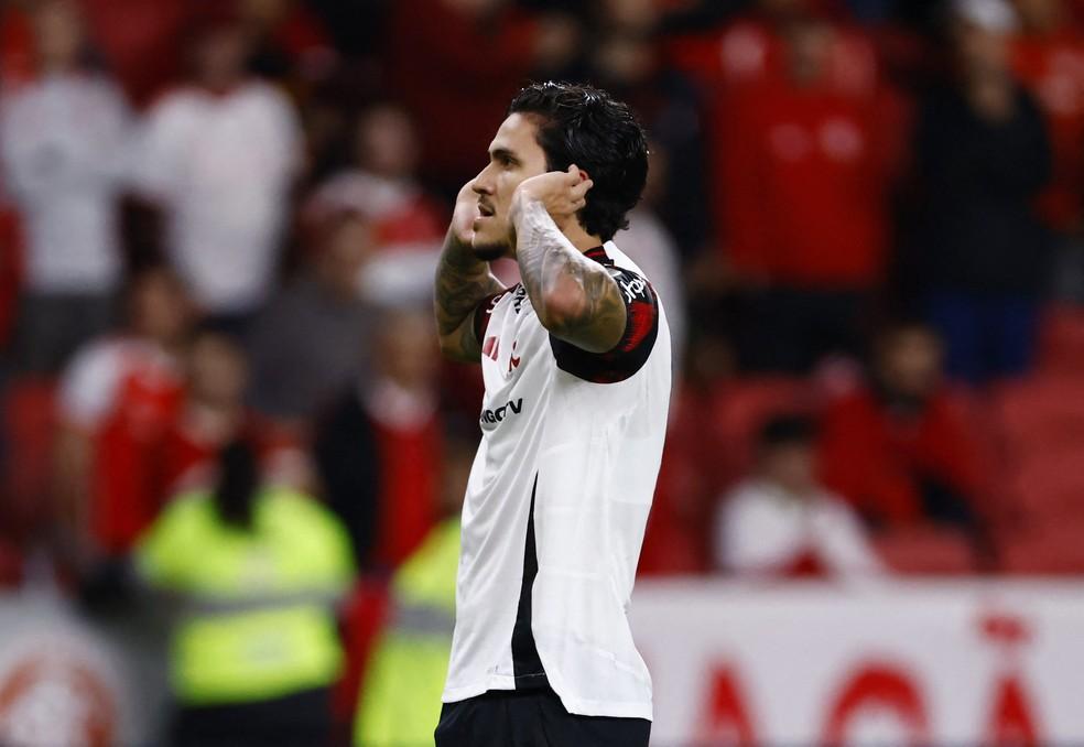 Pedro comemora gol do Flamengo contra o Inter