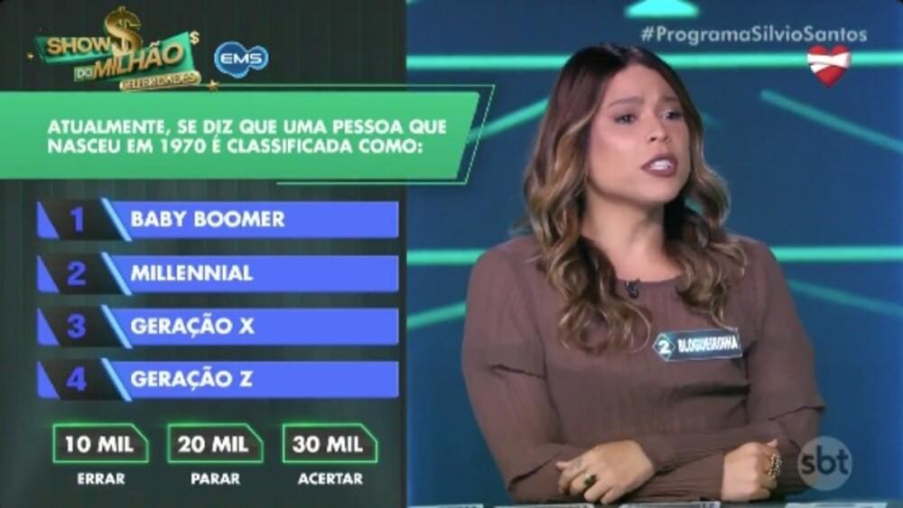 Blogueirinha participou do quadro 'Show do Milhão'.