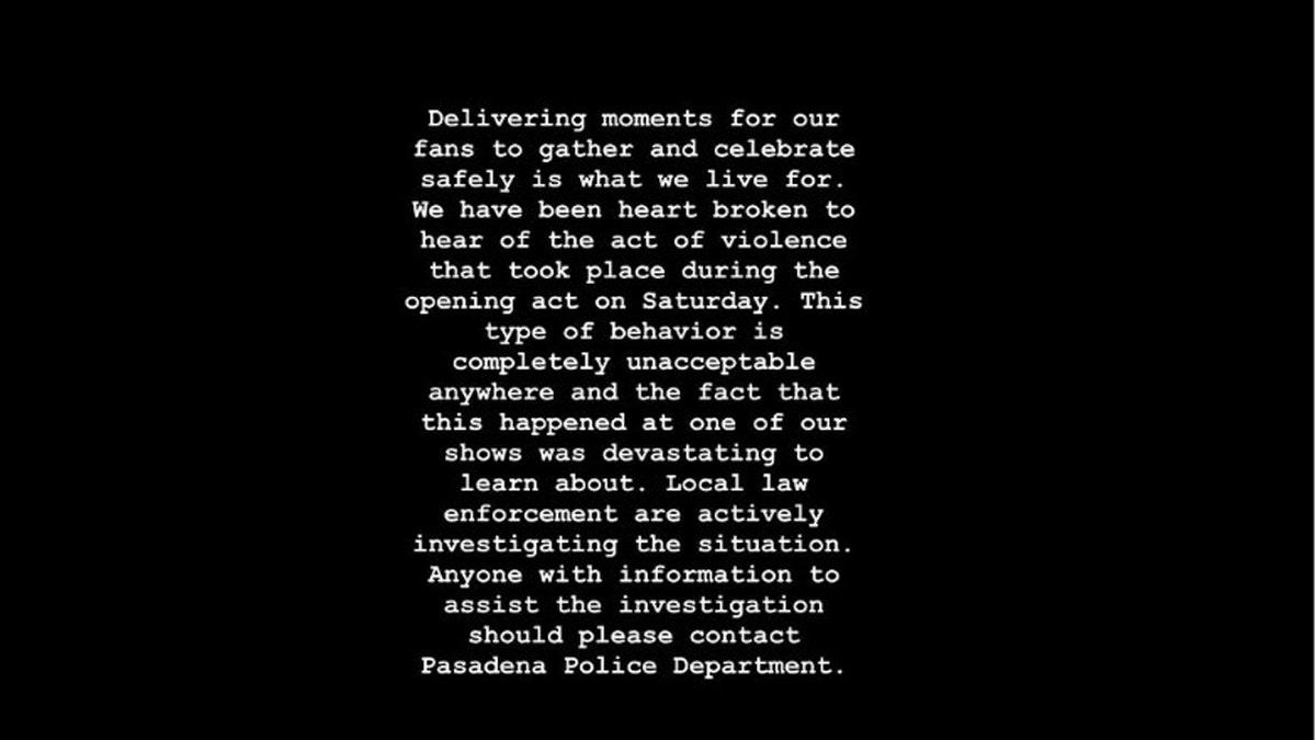 Rüfüs Du Sol responde a ataque violento em show no estádio de Los Angeles.