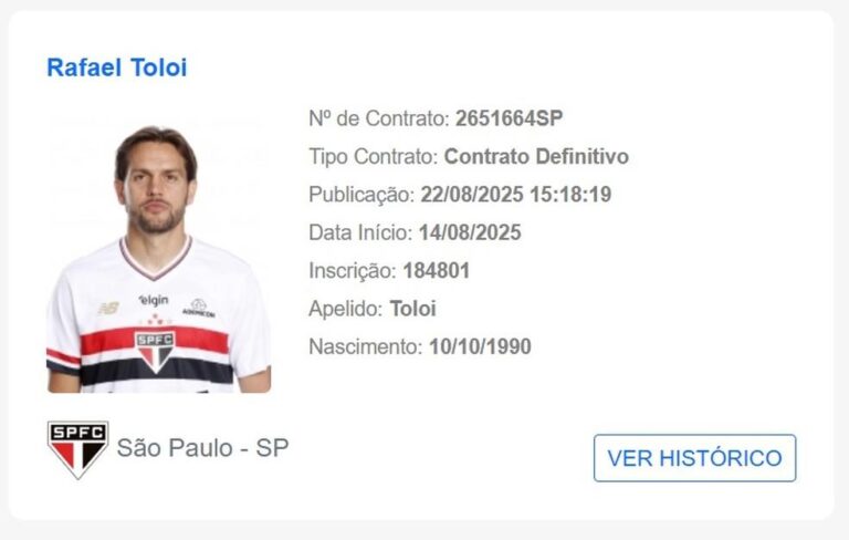 Rafael Tolói está regularizado e pode estrear pelo São Paulo