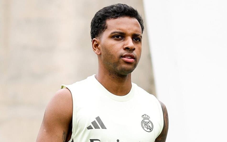 Rodrygo durante treino do Real Madrid