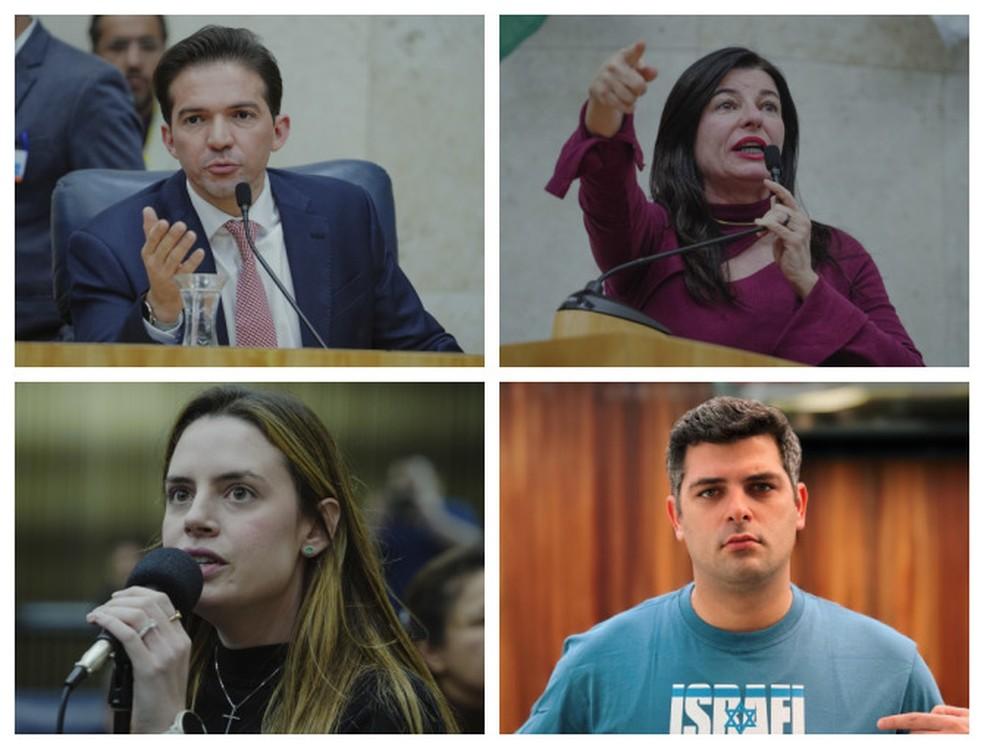 Os quatro vereadores que devem formar a comitiva para Nova York, incluindo Rubinho Nunes (União Brasil) e Zoe Martinez (PL).