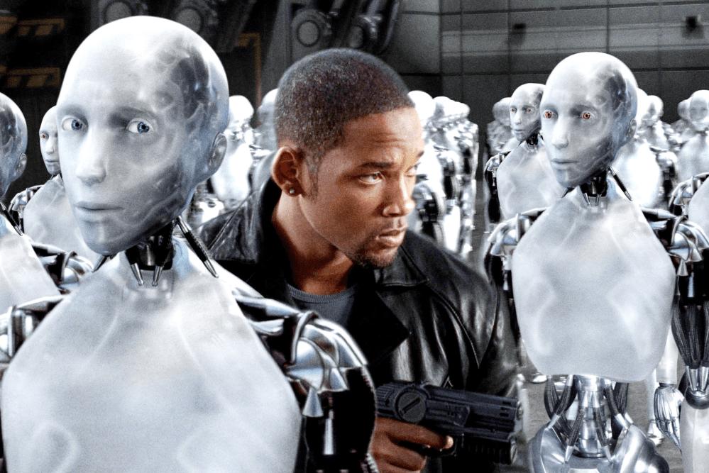 Cena do filme 'Eu, Robô' com Alan Tudyk como Sonny