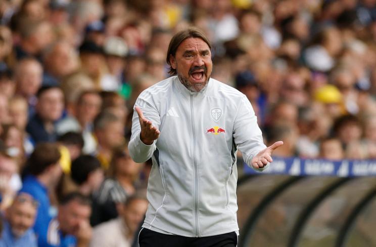 Daniel Farke do Leeds United reagindo durante amistoso de pré-temporada