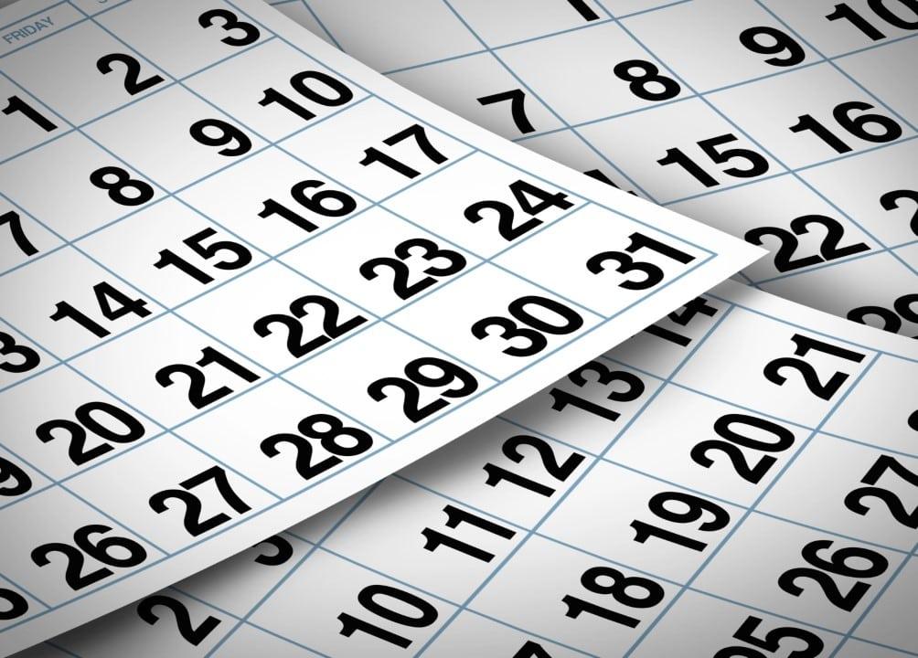 Calendário, feriado.