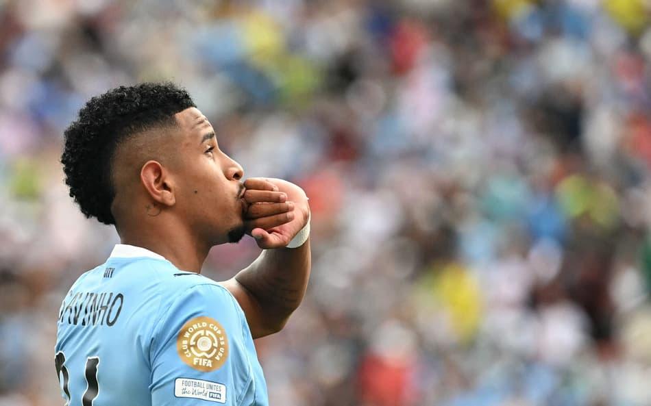 Savinho comemora golaço marcado pelo Manchester City contra o Juventus no Mundial