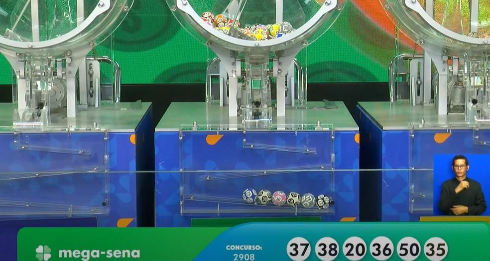 Números sorteados do concurso 2908 da Mega-Sena