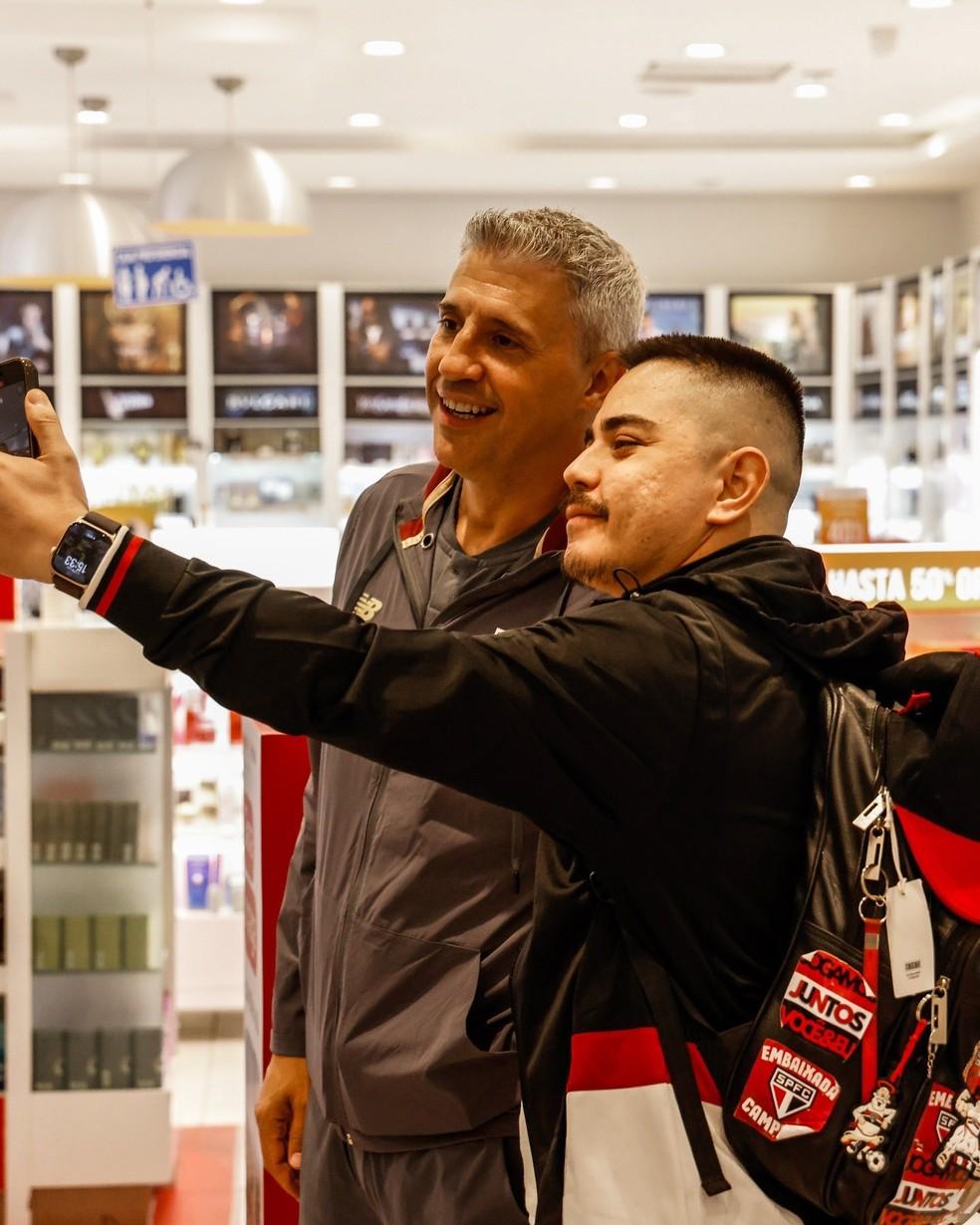 Hernán Crespo na chegada do São Paulo ao Equador