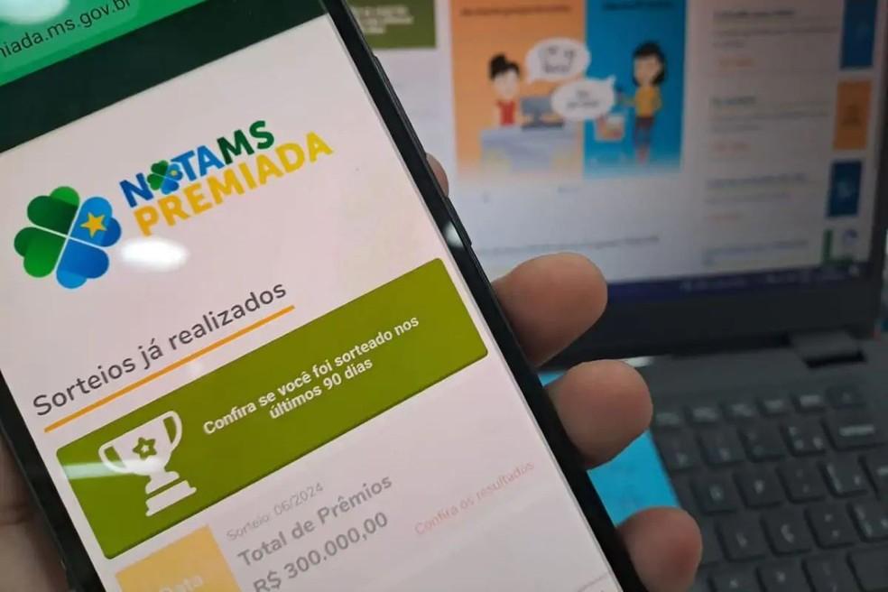 Site oficial do programa Nota MS Premiada. — Foto: Jéssica Benitez/TV Morena.