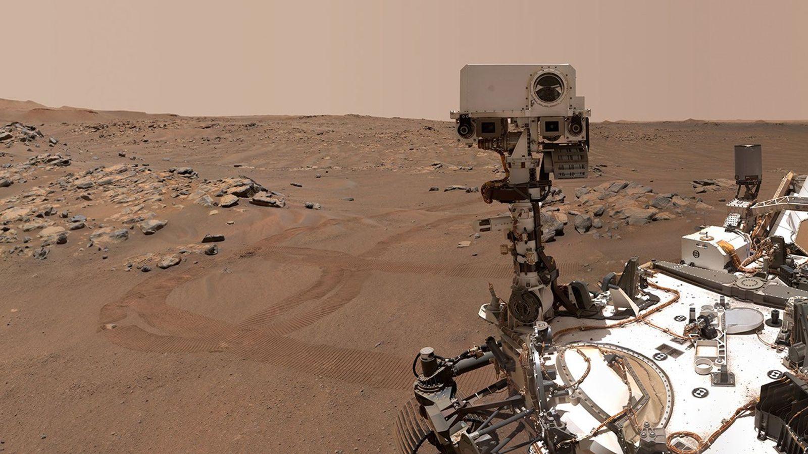 Rover Perseverance fazendo selfie em Marte