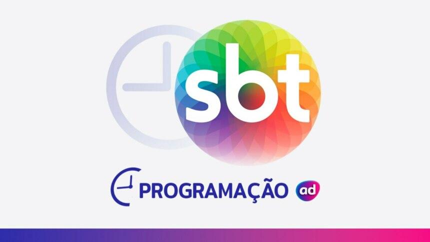 Logo do SBT com ícone de relógio e o título Programação.