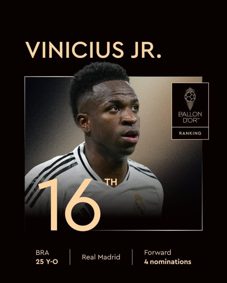 Bola de Ouro 2025: Vini Jr e Marta ficam fora do Top 10
