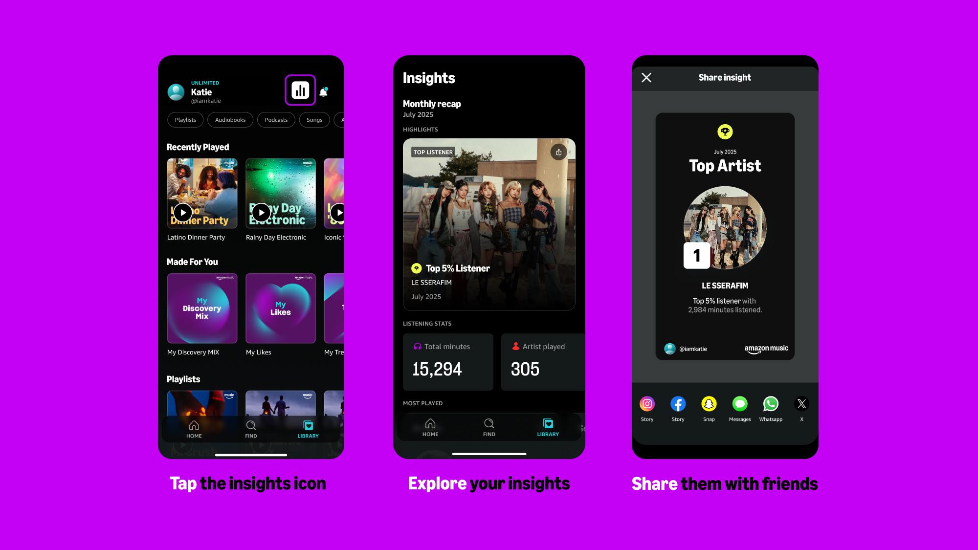 Interface do aplicativo Amazon Music destacando a nova funcionalidade