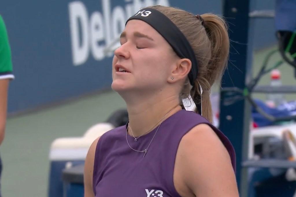 Karolina Muchova emocionada durante partida