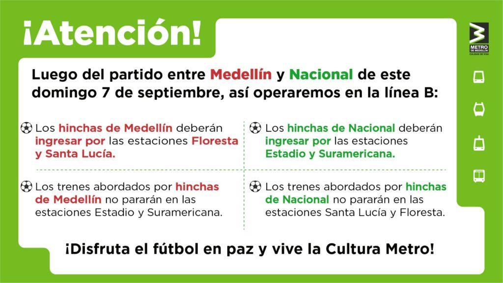 Ajustes no Metro de Medellín para suporte ao jogo de futebol