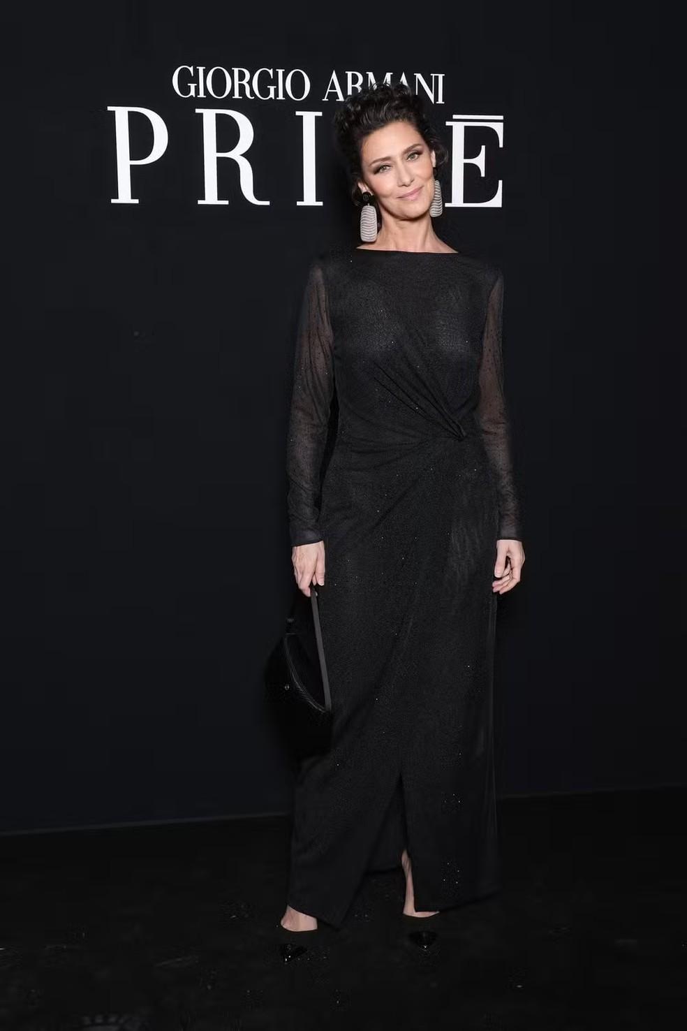 Maria Fernanda Cândido, em Paris, no desfile de Giorgio Armani