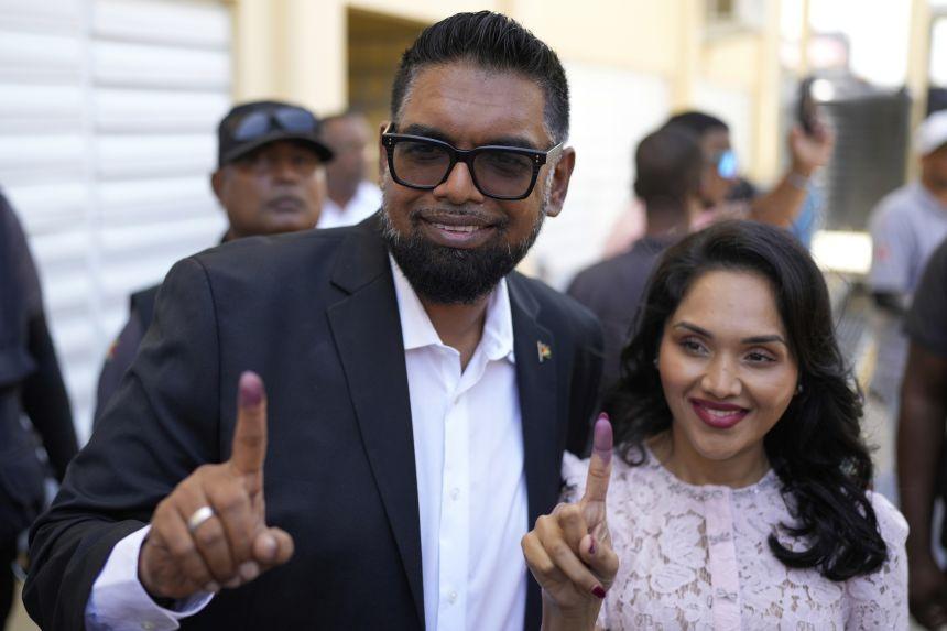 Presidente Irfaan Ali após votação nas eleições em Guyana